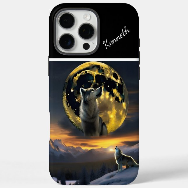 Wolf's Cry Echoes at Moon Case-Mate iPhone Case (Back)