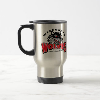 wolfs logo on stainless steel travel mug