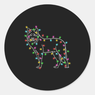 Wolfs Tree Christmas Sweater Xmas Pet Animal Wolf  Classic Round Sticker