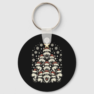 Wolfs Tree Christmas Sweater Xmas Pet Animal Wolf  Key Ring