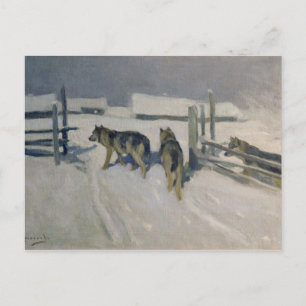 Wolfs, Winter Night, c.1910 Postcard