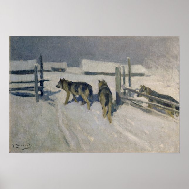 Wolfs, Winter Night, c.1910 Poster (Front)