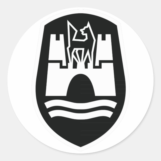 Wolfsburg Coat of Arms (black white) Classic Round Sticker (Front)