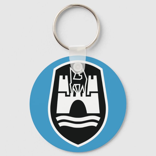 Wolfsburg Coat of Arms (black white) Key Ring (Front)