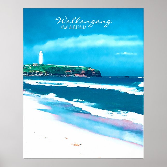Wollongong Beach lighthouse NSW Poster (Front)