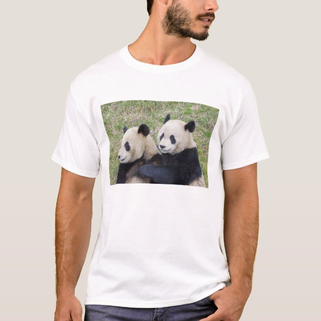 Wolong Reserve, China, Giant panda hugging T-Shirt (Front)