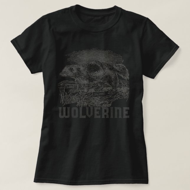 Wolverine Art Wild Animal Skunk Bear Mammal Habita T-Shirt (Design Front)
