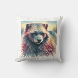 Wolverine in the Wilderness 130924AREF107 - Waterc Cushion