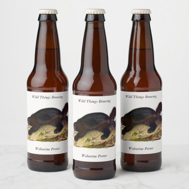 Wolverine or Wolverene (Gulo gulo) by Audubon Beer Bottle Label (Bottles)