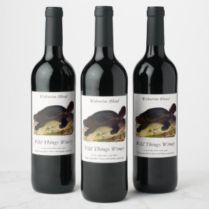 Wolverine or Wolverene (Gulo gulo) by Audubon Wine Label