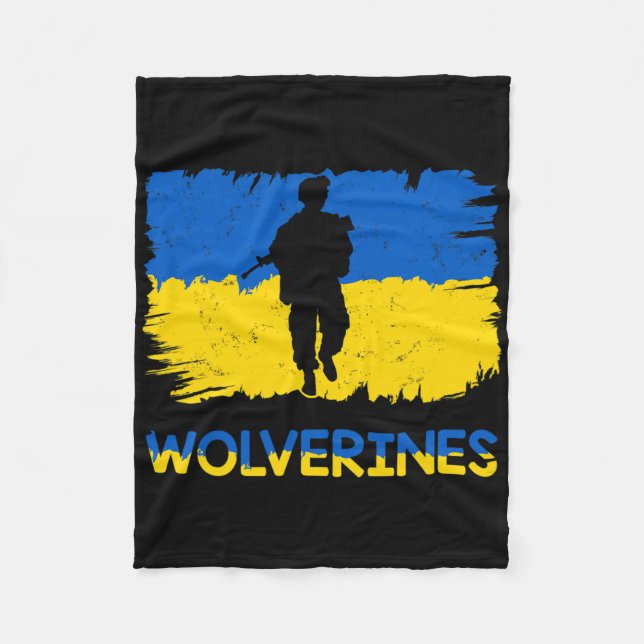 Wolverines Support Ukraine Support Ukraine Stand W Fleece Blanket (Front)