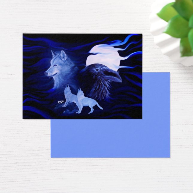 Wolves and Raven with full moon (Desk)