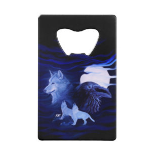 Wolves and Raven with full moon