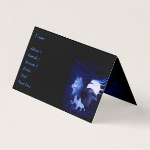 Wolves and Raven with full moon Business Card