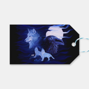 Wolves and Raven with full moon Gift Tags