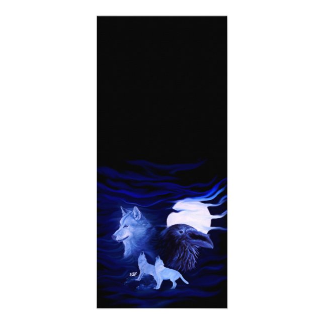 Wolves and Raven with full moon Rack Card (Front)