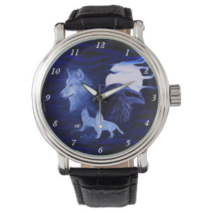 Wolves and Raven with full moon Watch