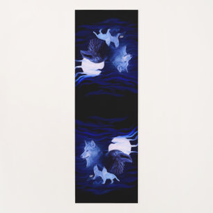 Wolves and Raven with full moon Yoga Mat