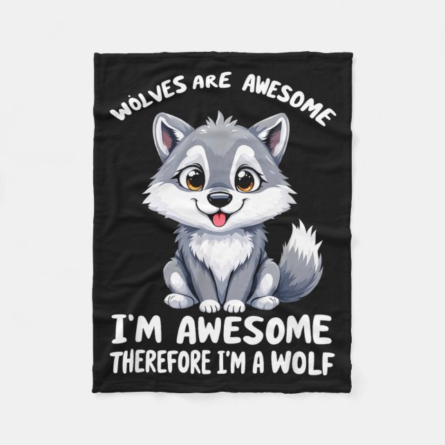 Wolves Are Awesome Funny Wolf Gif Zookeeper  Fleece Blanket (Front)