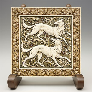 Wolves Arts & Crafts Wall Decor Art Nouveau Crane Tile