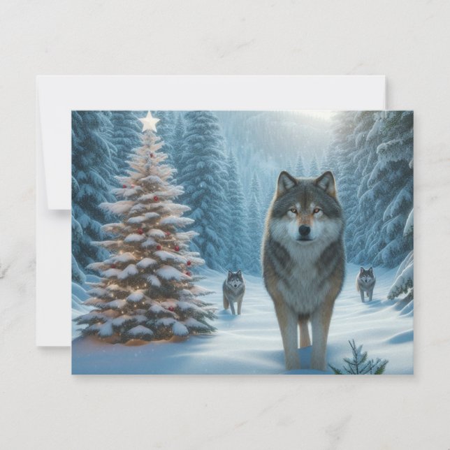 Wolves at Christmas a Winter Wonderland Flat Card (Front)