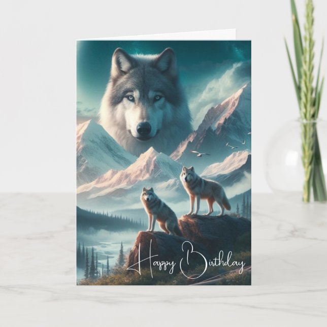Wolves at Dawn Happy Birthday  Card (Front)
