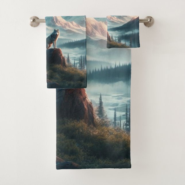 Wolves at Dawn Wildlife  Bath Towel Set (Insitu)