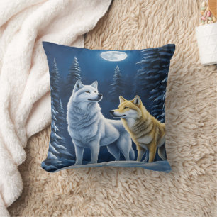 Wolves Beneath a Full Moon. Cushion