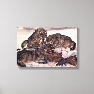 Wolves by Winifred Austen, Vintage Wild Animals Canvas Print