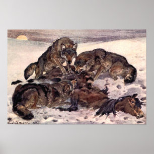 Wolves by Winifred Austen, Vintage Wild Animals Poster