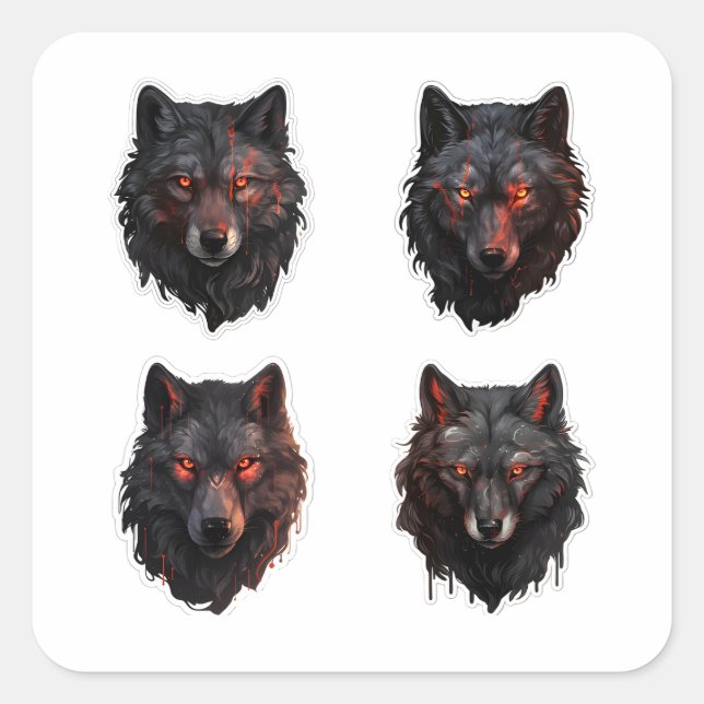 Wolves fired eyes pack of stickers (Front)