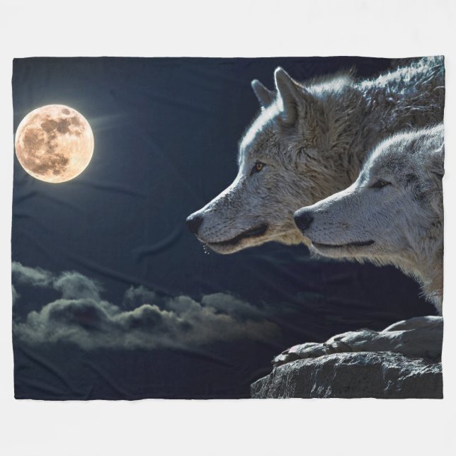 Wolves Fleece Blanket (Front (Horizontal))