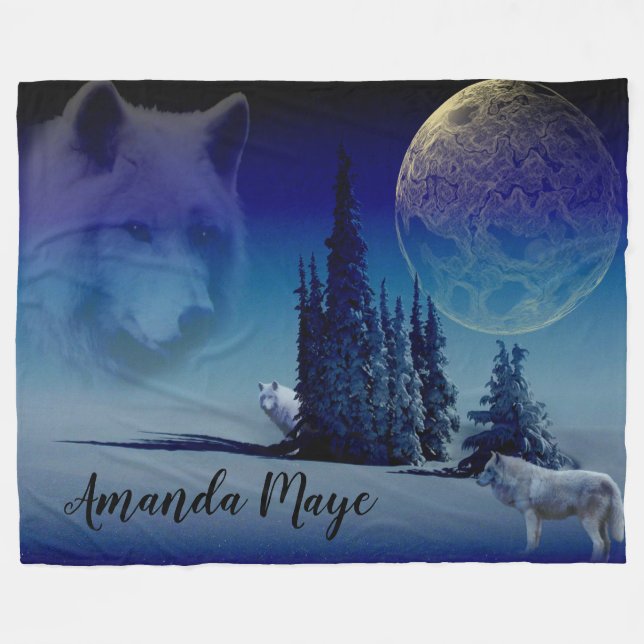 Wolves Fleece Blanket (Front (Horizontal))