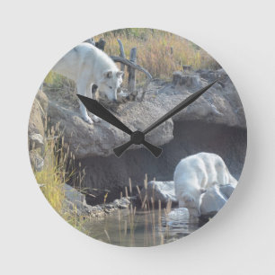 Wolves Forest Nature Country Peace Love Animal Round Clock