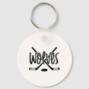 Wolves Hockey Team Mascot School Spirit Game Night Key Ring