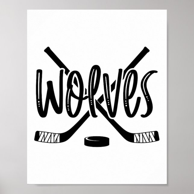 Wolves Hockey Team Mascot School Spirit Game Night Poster (Front)