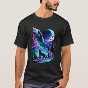 Wolves Howling At Moon Fantasy Night Forest Animal T-Shirt