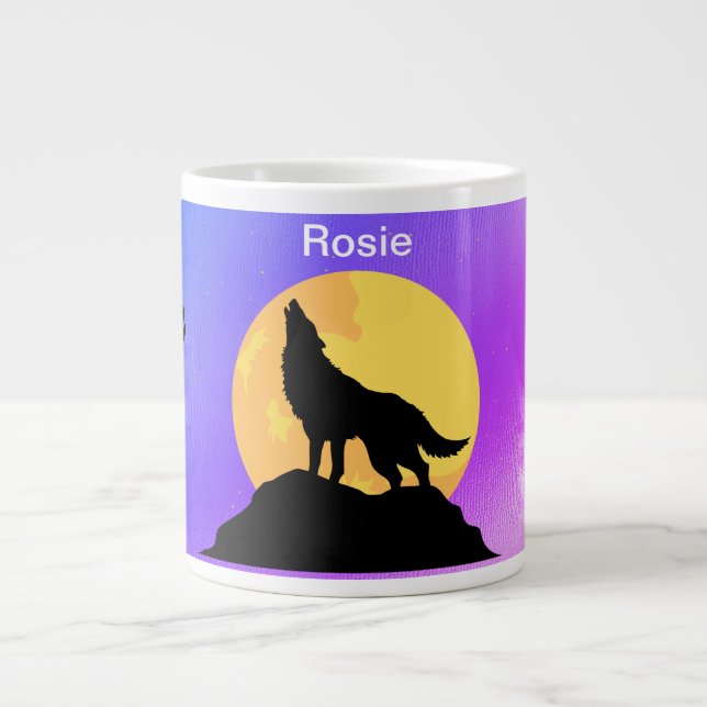 Wolves Howling at the Moon Large Coffee Mug (Front)