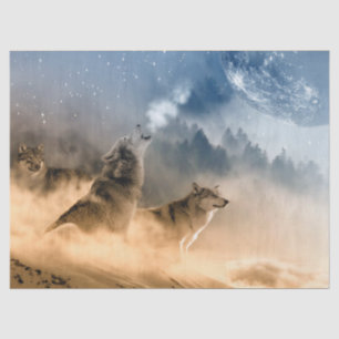 Wolves Howling at the Moon Tissue Paper