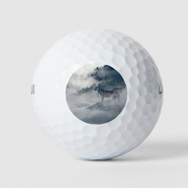 Wolves in a Winter Landscape Golf Balls (Front)