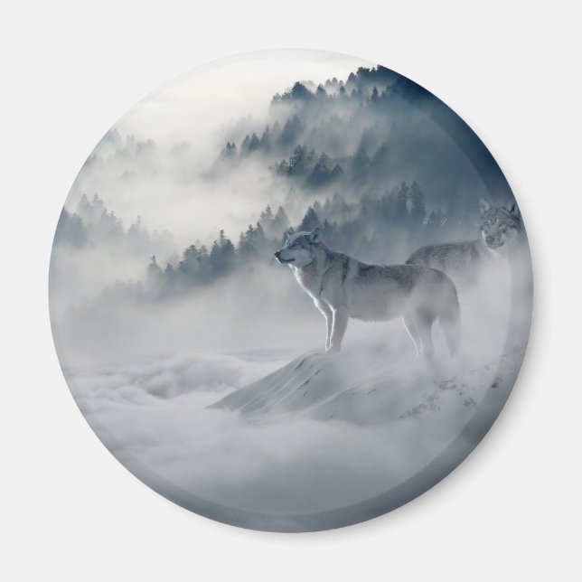 Wolves in a Winter Landscape Magnet (Front)