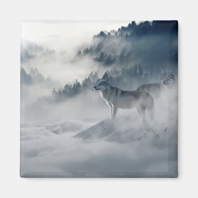 Wolves in a Winter Landscape Magnet (Front)