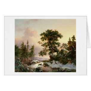 Wolves in a Winter Landscape (oil on panel)