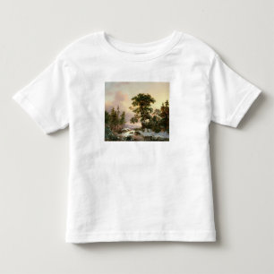 Wolves in a Winter Landscape (oil on panel) Toddler T-Shirt