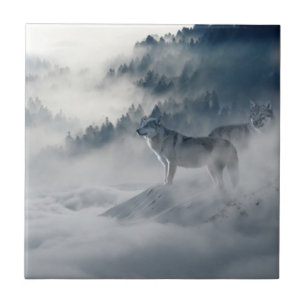 Wolves in a Winter Landscape Tile