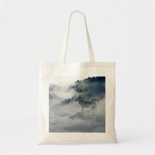 Wolves in a Winter Landscape Tote Bag (Front)