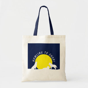 Wolves in Moonlight, Howling to Shop! Tote Bag