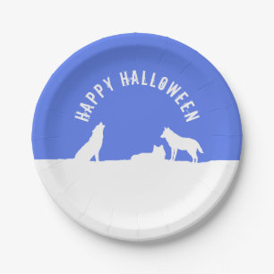 Wolves in Snow, Happy Halloween Paper Plate