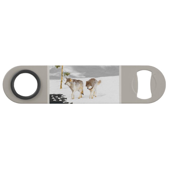 Wolves in Snow Painting - Original Wildlife Art (Front (Horizontal))