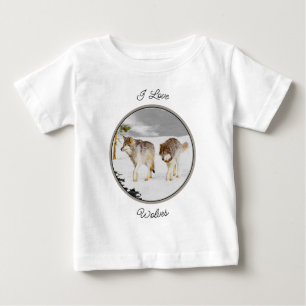 Wolves in Snow Painting - Original Wildlife Art Baby T-Shirt